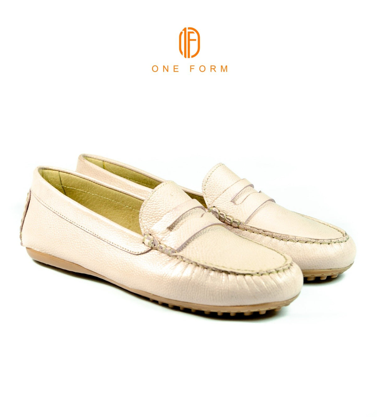 Mocassin Chic en Cuir Grainé rose bébé