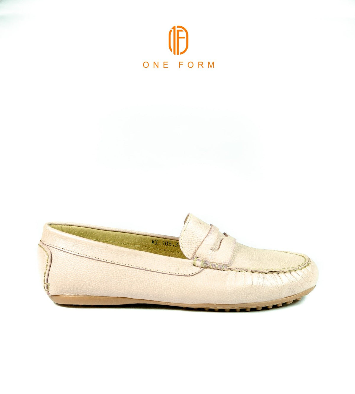 Mocassin Chic en Cuir Grainé rose bébé