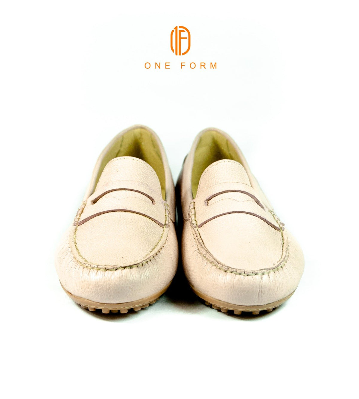 Mocassin Chic en Cuir Grainé rose bébé
