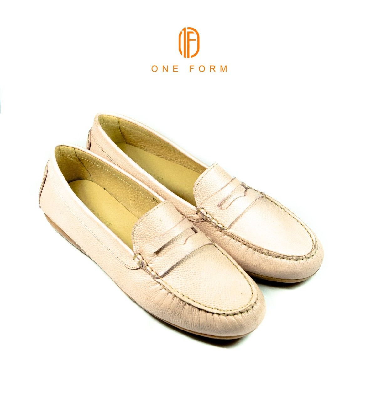 Mocassin Chic en Cuir Grainé rose bébé