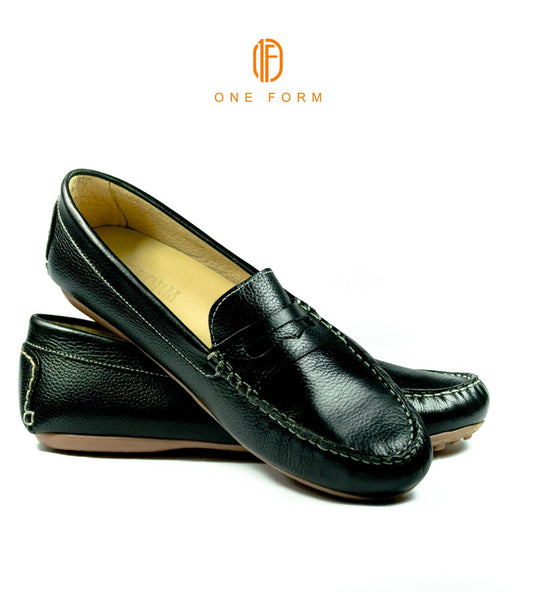 Mocassin Chic en Cuir Grainé Noir