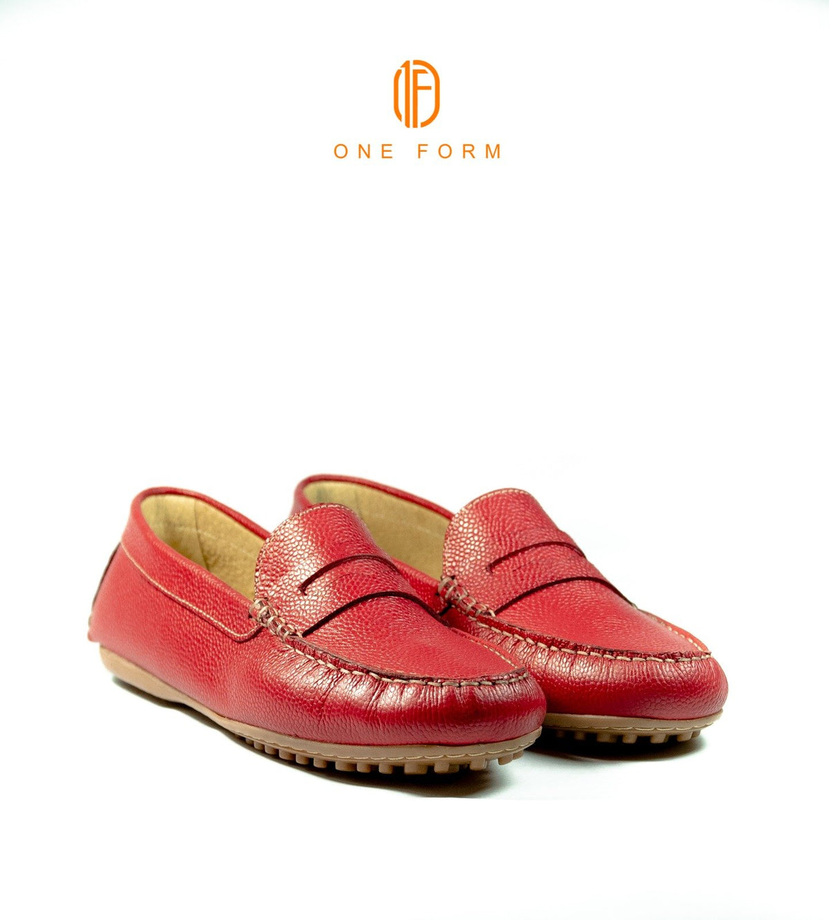Mocassin Chic en Cuir Grainé Rouge
