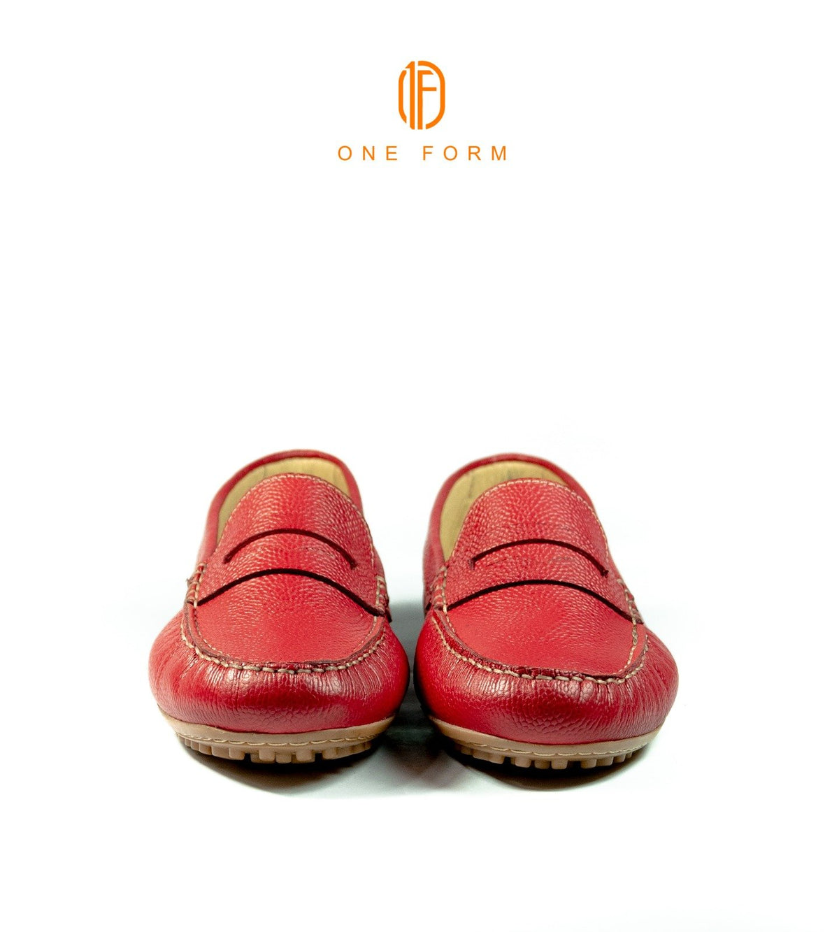 Mocassin Chic en Cuir Grainé Rouge