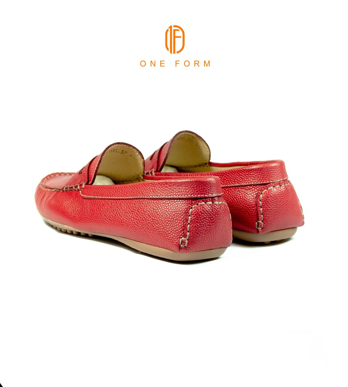 Mocassin Chic en Cuir Grainé Rouge
