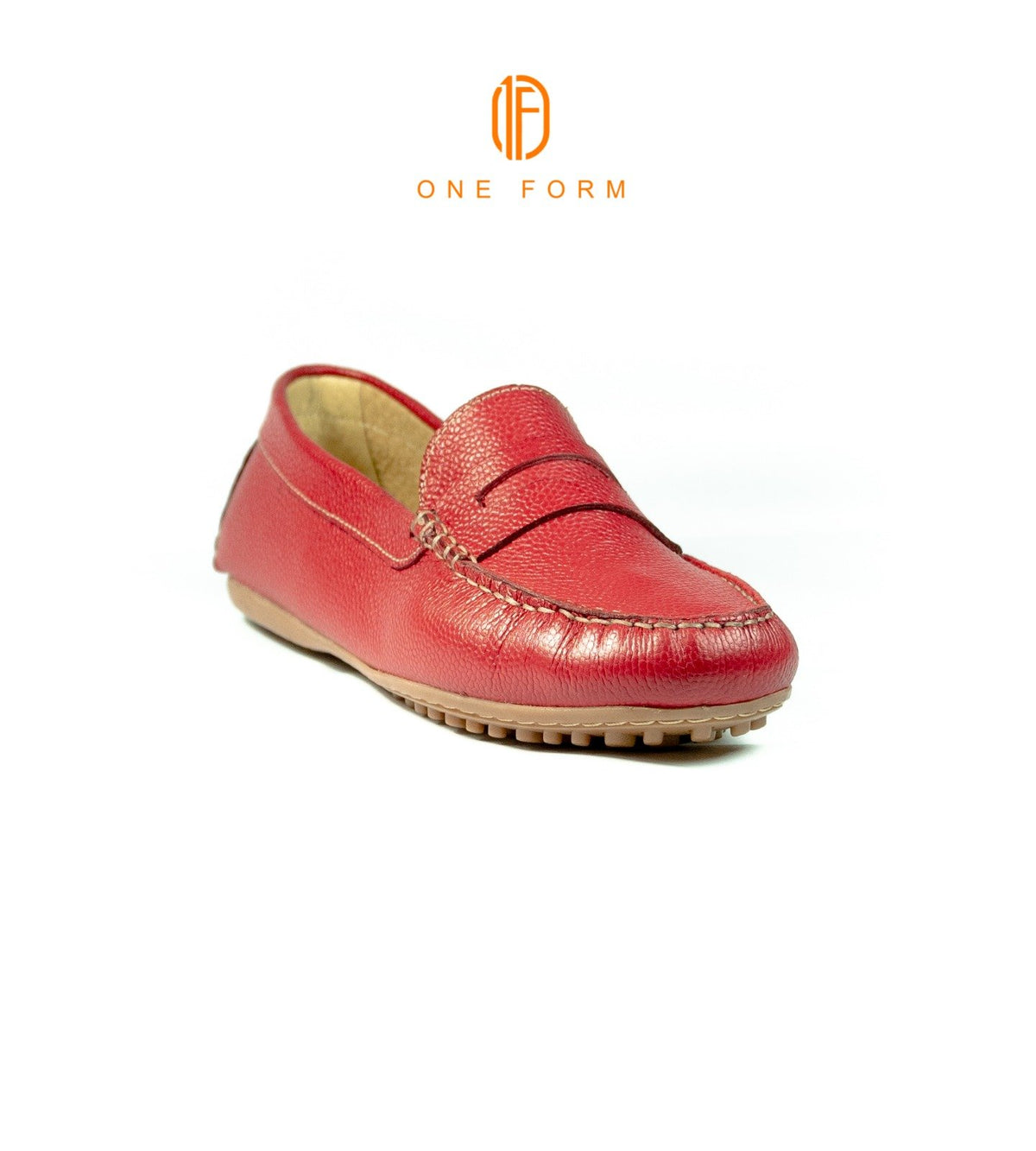 Mocassin Chic en Cuir Grainé Rouge