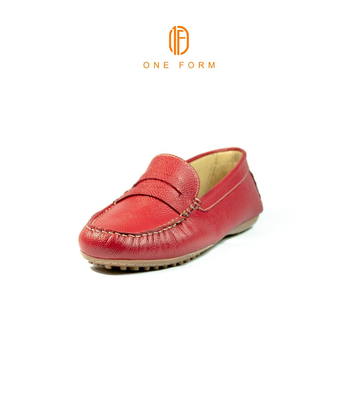Mocassin Chic en Cuir Grainé Rouge