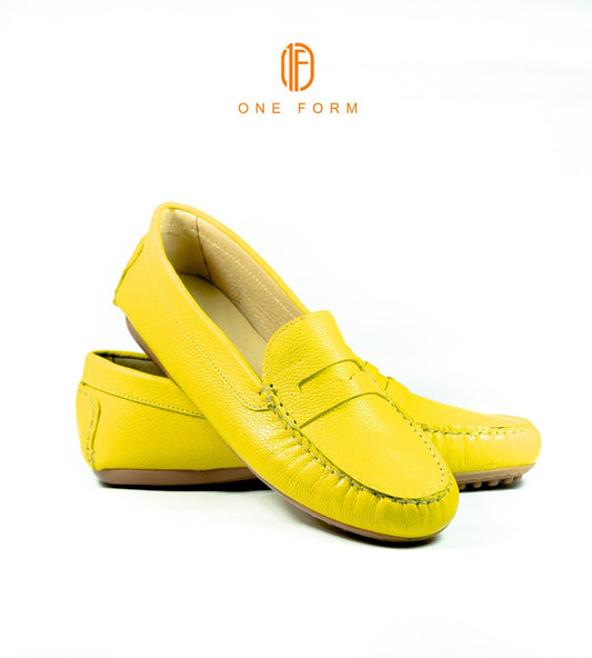 Mocassin Chic en Cuir Grainé Jaune