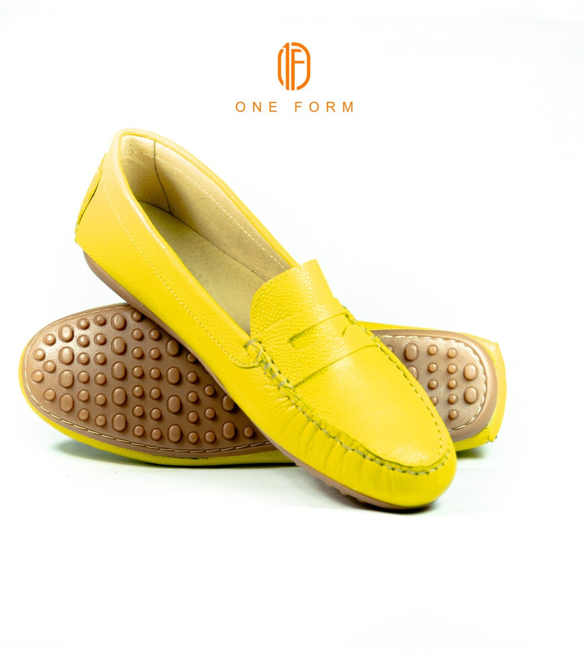 Mocassin Chic en Cuir Grainé Jaune