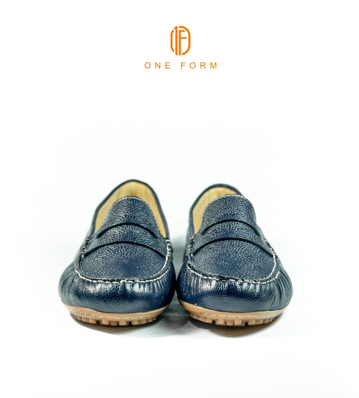 Mocassin Chic en Cuir Grainé Bleu Marine