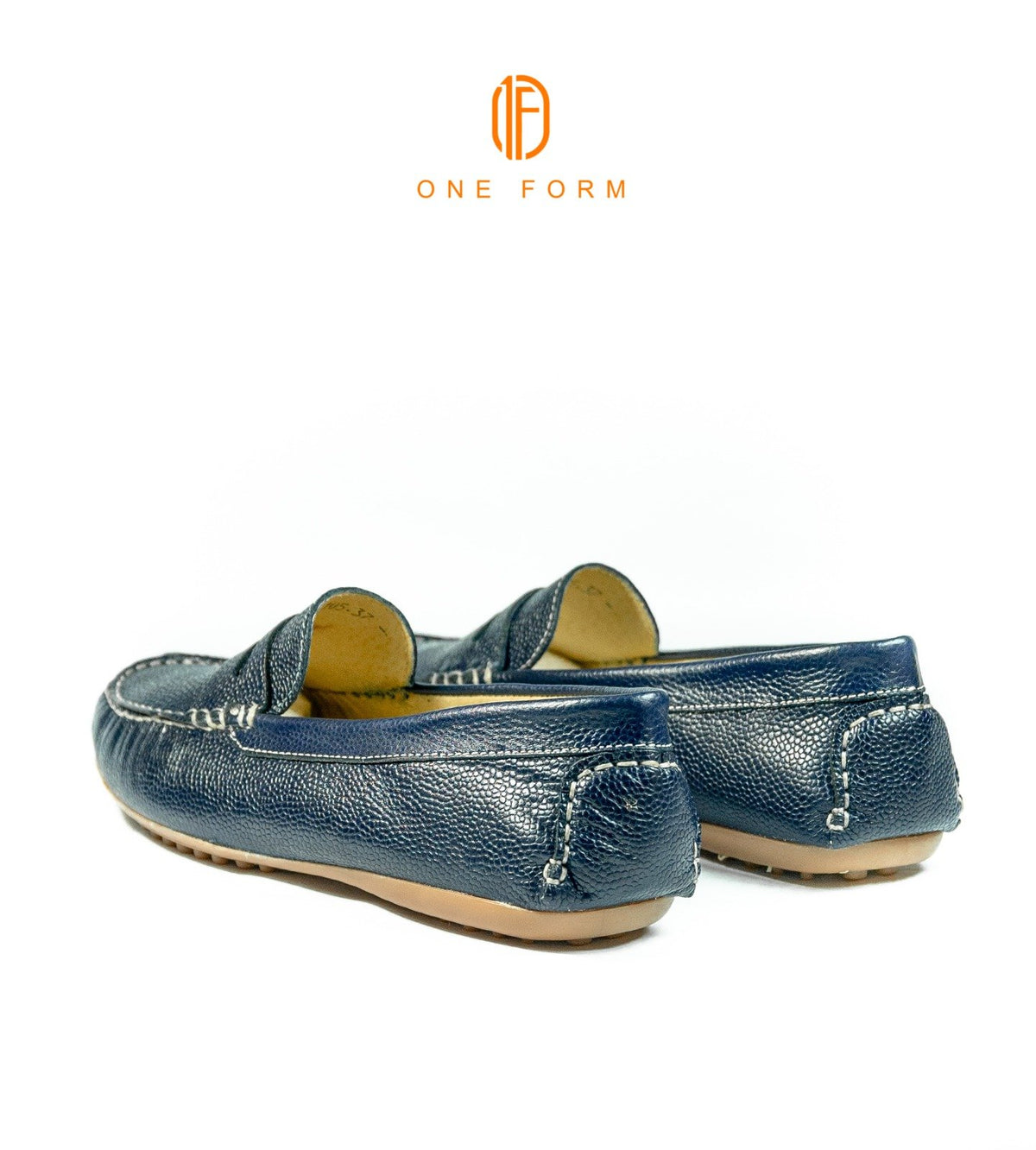 Mocassin Chic en Cuir Grainé Bleu Marine