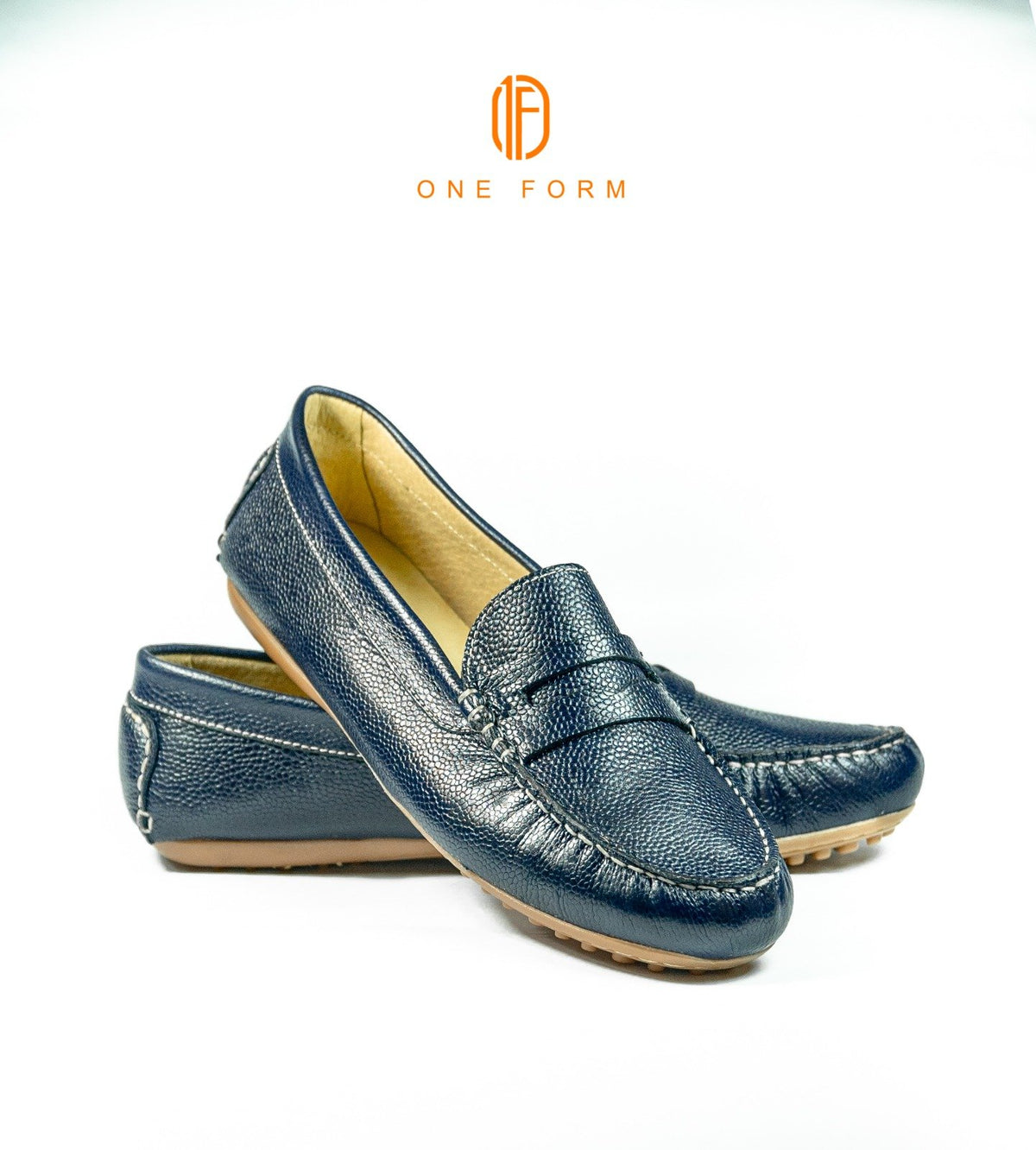 Mocassin Chic en Cuir Grainé Bleu Marine