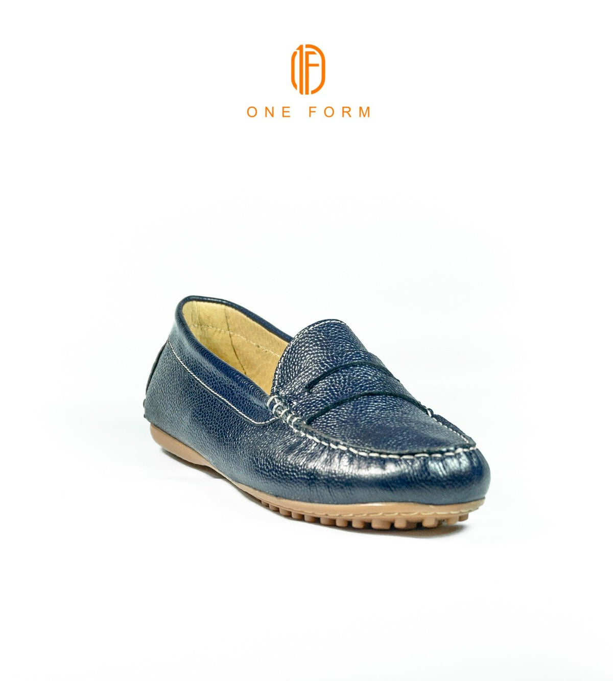 Mocassin Chic en Cuir Grainé Bleu Marine