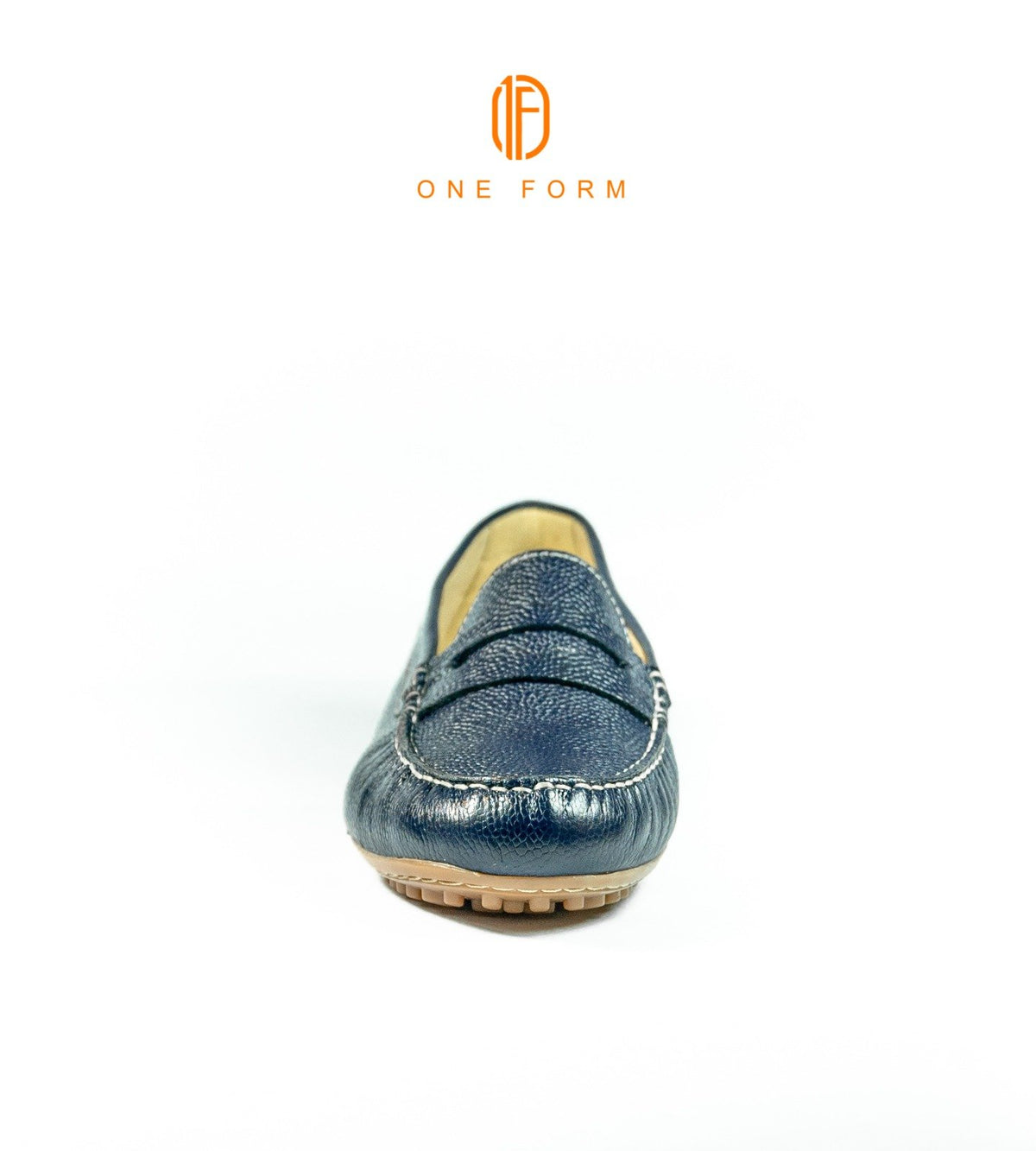 Mocassin Chic en Cuir Grainé Bleu Marine