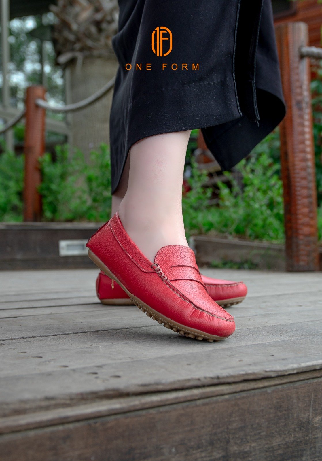 Mocassin Chic en Cuir Grainé Rouge