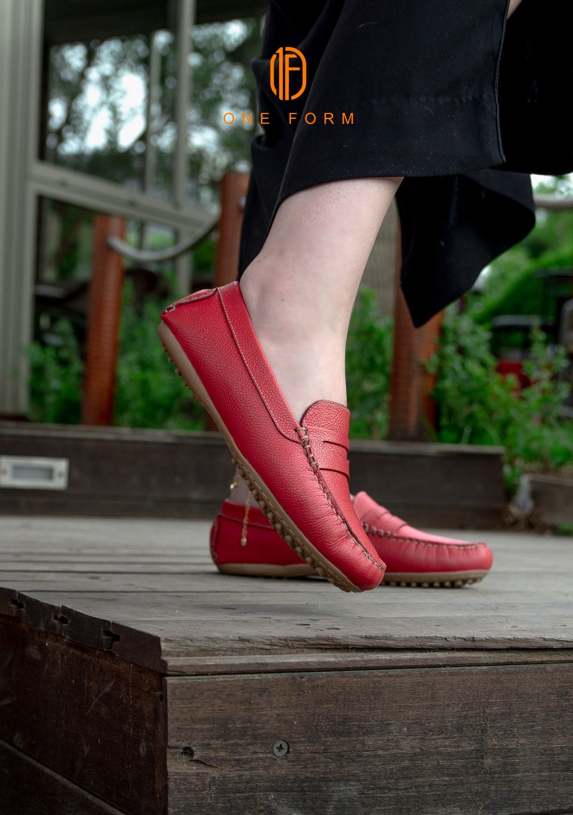 Mocassin Chic en Cuir Grainé Rouge