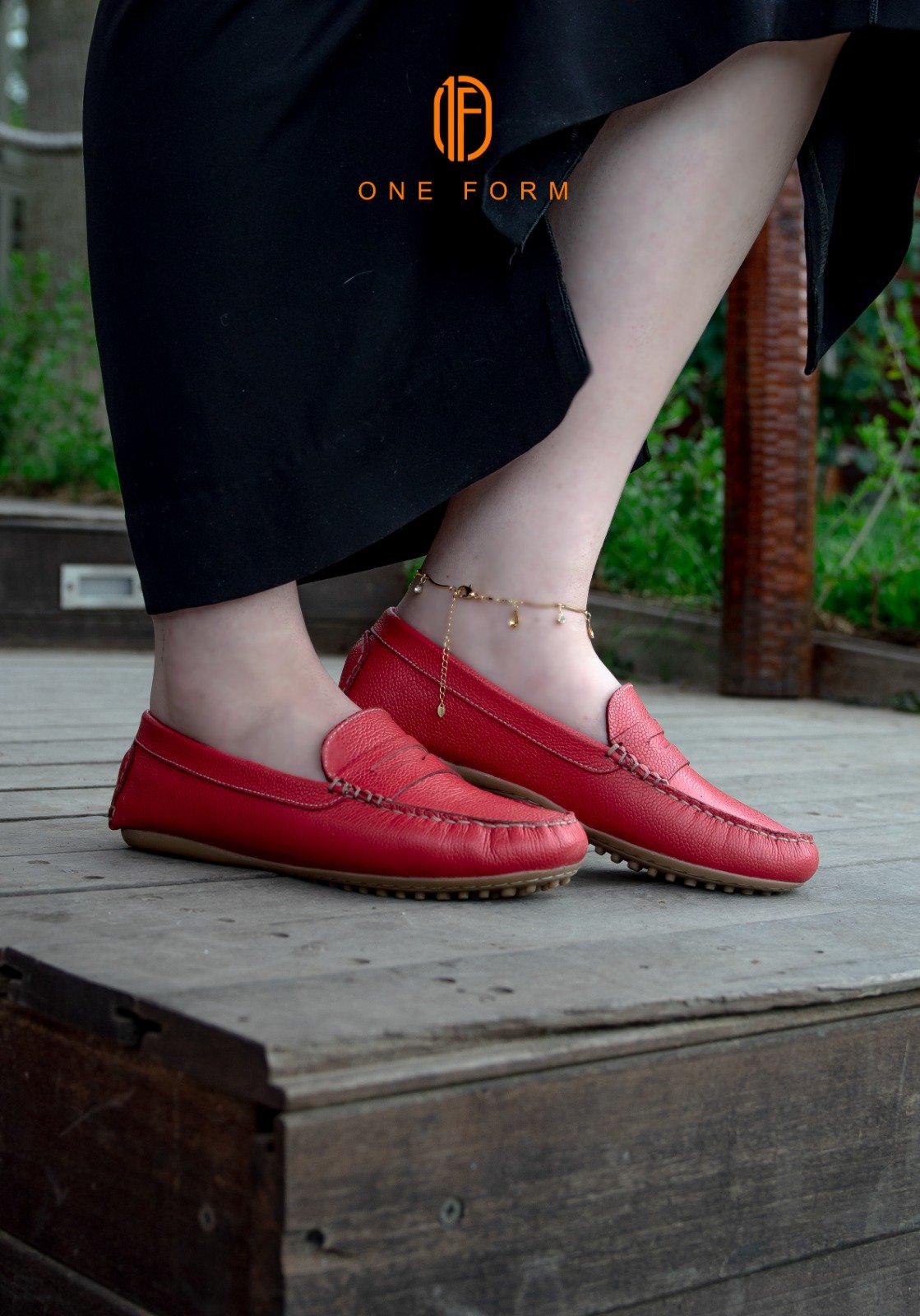 Mocassin Chic en Cuir Grainé Rouge