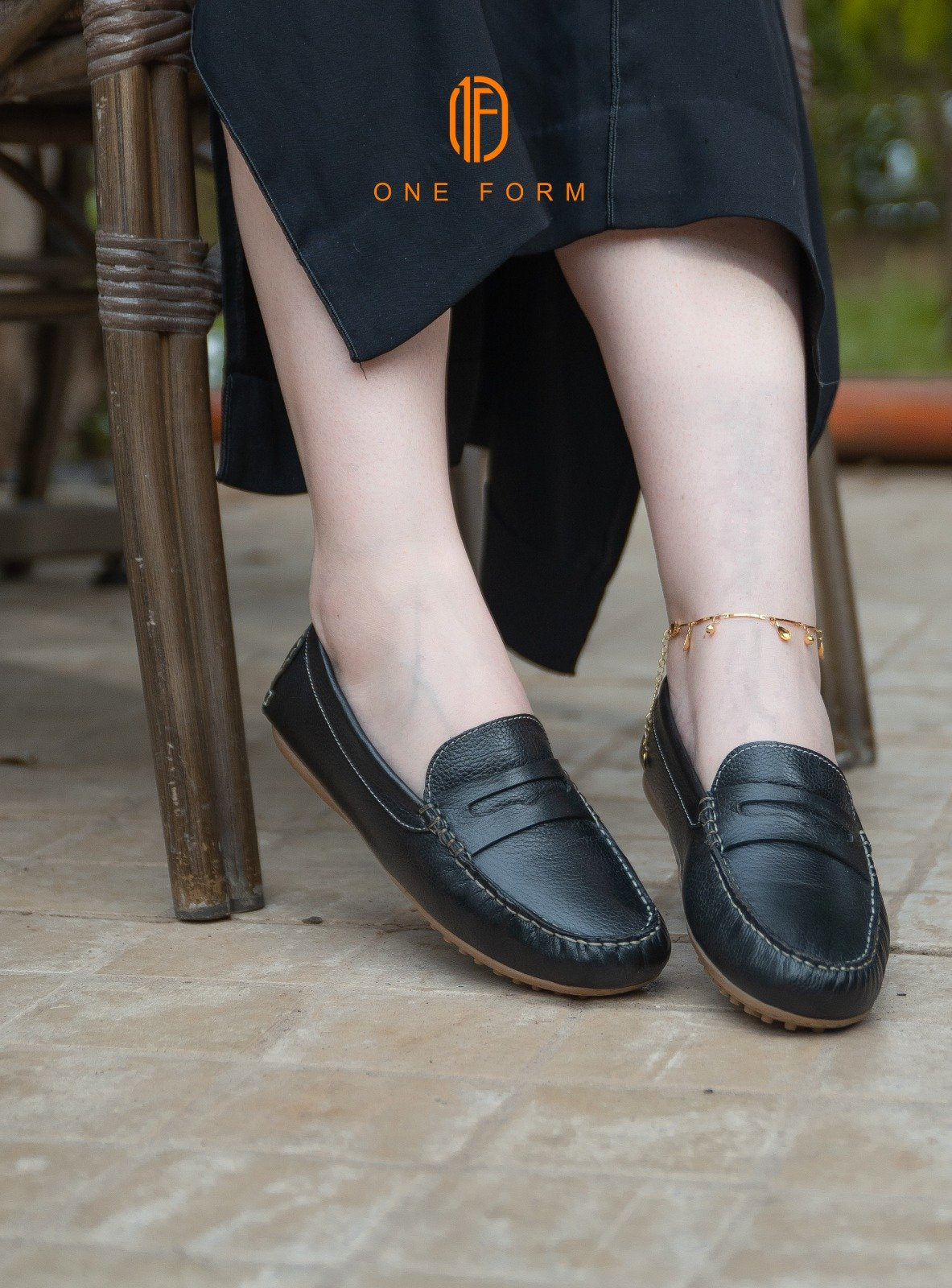 Mocassin Chic en Cuir Grainé Noir