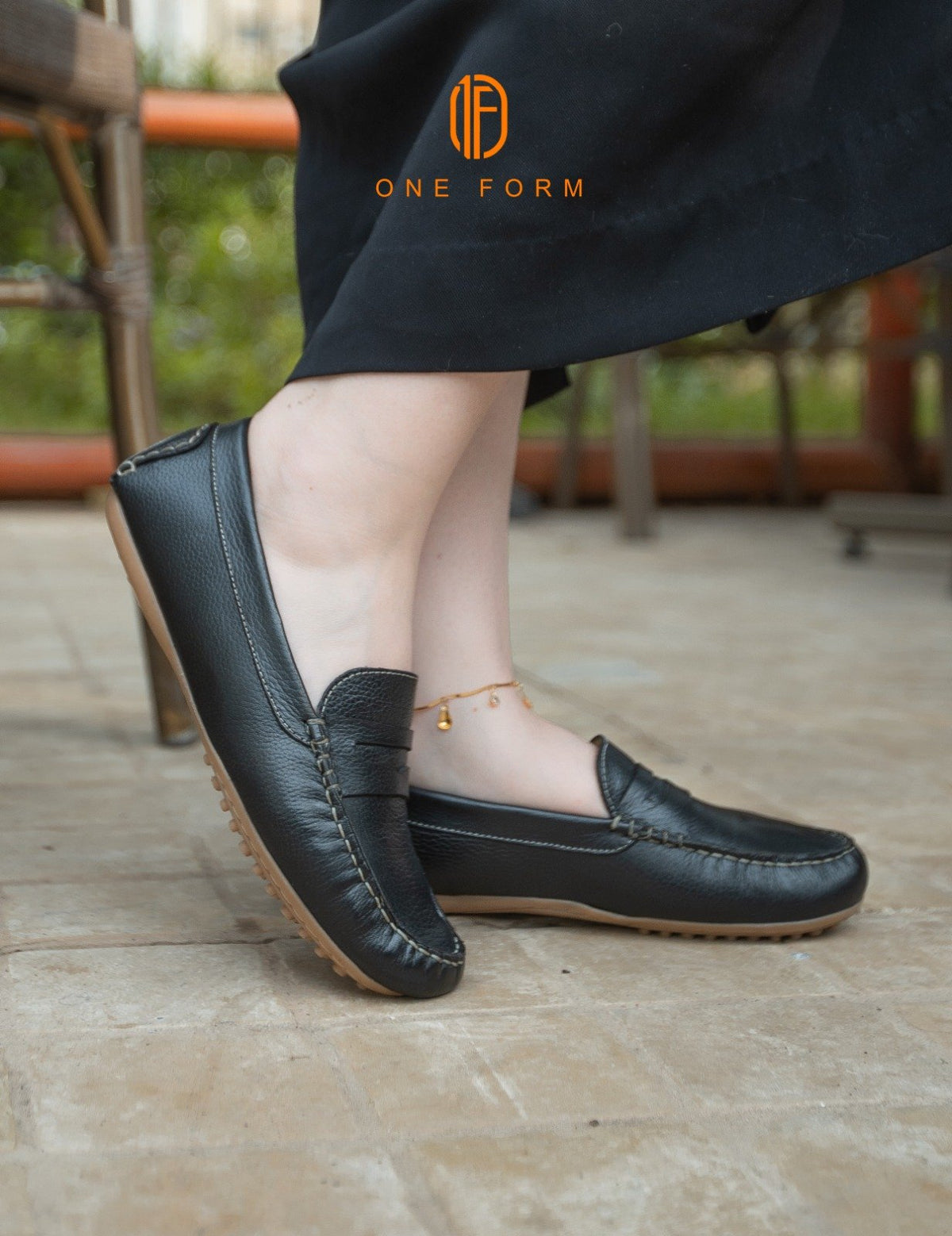 Mocassin Chic en Cuir Grainé Noir