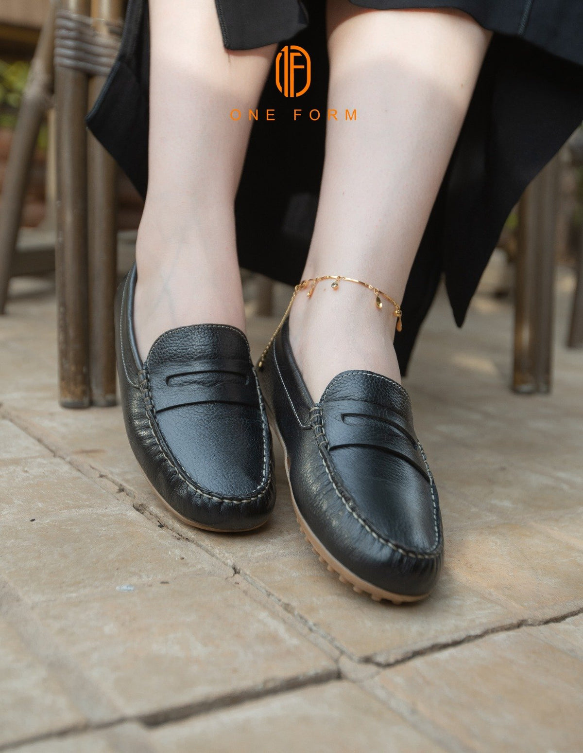 Mocassin Chic en Cuir Grainé Noir