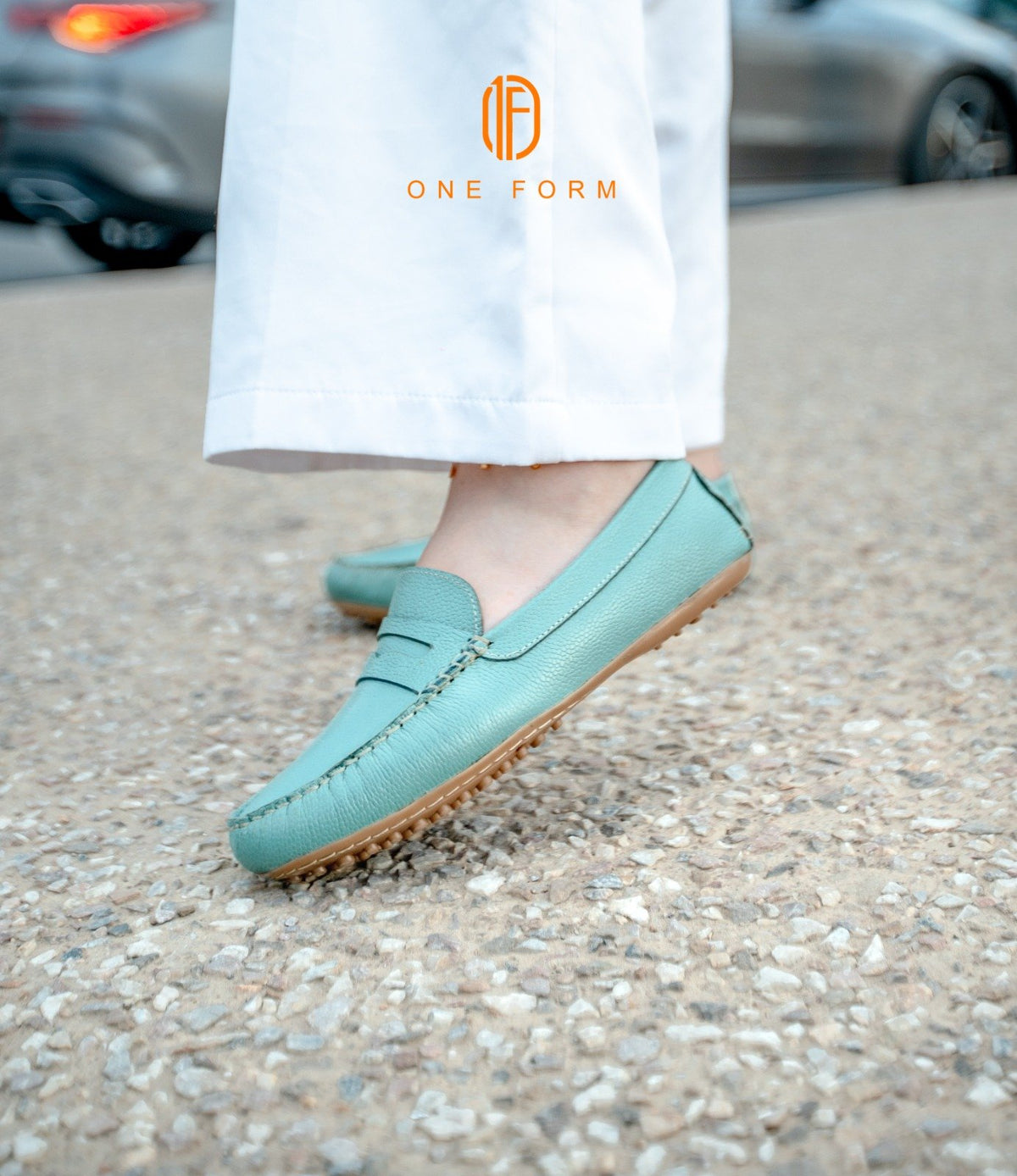 Mocassin Chic en Cuir bleu ciel