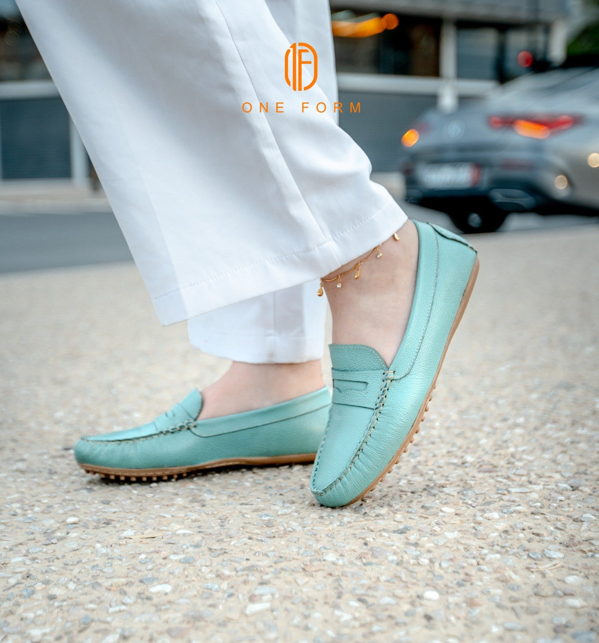 Mocassin Chic en Cuir bleu ciel